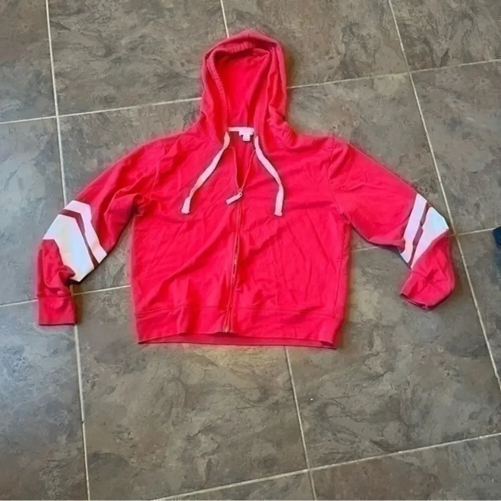 Pink cropped J. Crew casual cute hoodie zip up sweatshirt